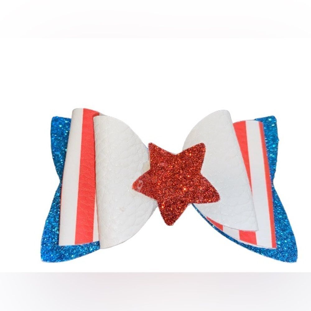 ⭐️5/$10⭐️ Patriotic Faux Leather Hair Bow